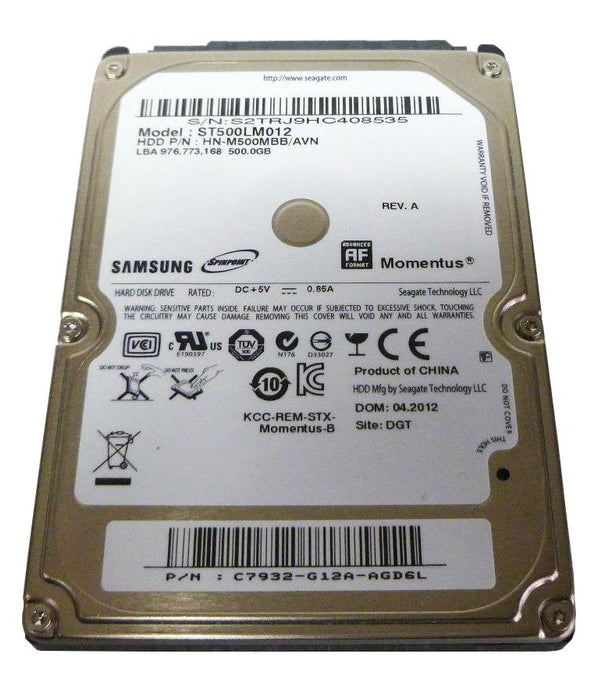 ST500LM012 Seagate Momentus 500GB 5400RPM SATA 3Gbps 8MB Cache 2.5" HDD