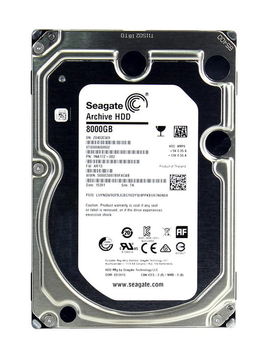 ST8000AS0002-1NA17Z Seagate Archive 8TB 5900RPM SATA 6Gbps 128MB Cache (512e) 3.5" HDD