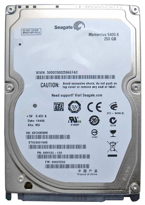 ST9250315AS Seagate Momentus 5400.6 250GB 5400RPM SATA 3Gbps 8MB Cache 2.5" HDD (DEFEKT)