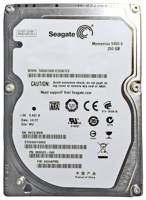 ST9250315ASG Seagate Momentus 5400.6 250GB 5400RPM SATA 3Gbps 8MB Cache 2.5" HDD