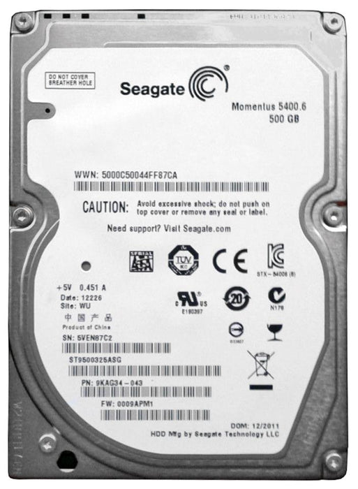 ST9500325ASG Seagate Momentus 5400.6 500GB 5400RPM SATA 3Gbps 8MB Cache 2.5" HDD