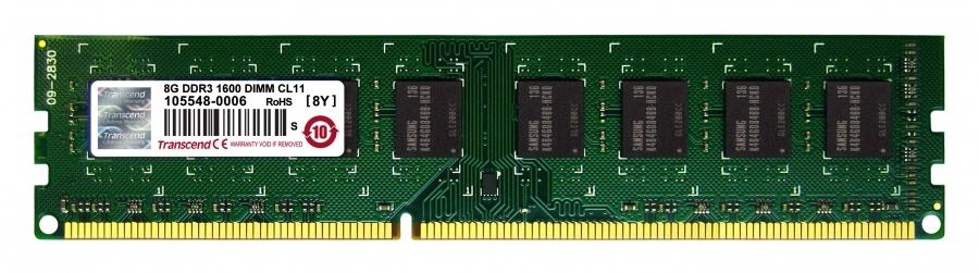 TS1GLK64V6H Transcend 8GB PC3-12800 DDR3-1600MHz non-ECC Unbuffered CL11 240-Pin