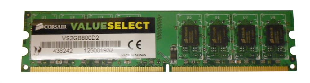 VS2GB800D2 Corsair Value Select 2GB PC2-6400 DDR2-800MHz non-ECC Unbuffered CL5 240-Pin