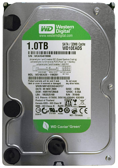 WD10EADS Western Digital Caviar Green 1TB 5400RPM SATA 3Gbps 32MB Cache 3.5" HDD