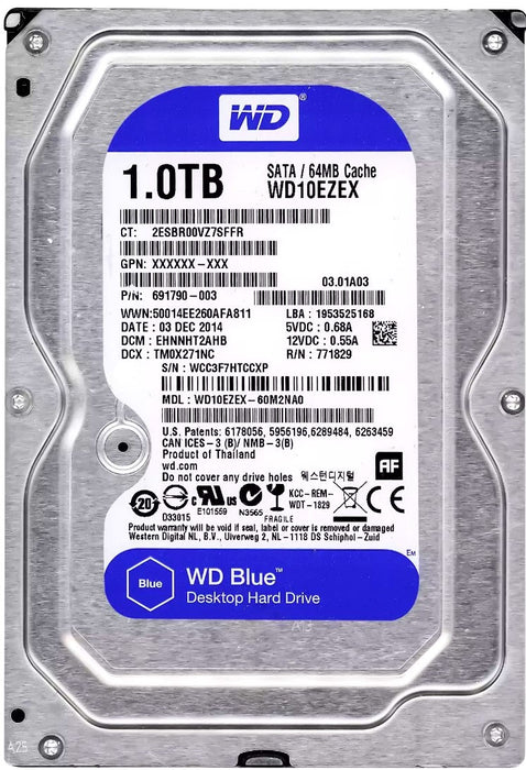 WD10EZEX-00WN4A0 Western Digital Caviar Blue 1TB 7200RPM SATA 6Gbps 64MB Cache 3.5" HDD