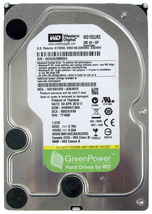 WD15EURS-63S48Y0 Western Digital Caviar Green 1.5TB 5400RPM SATA 3Gbps 64MB Cache 3.5" HDD