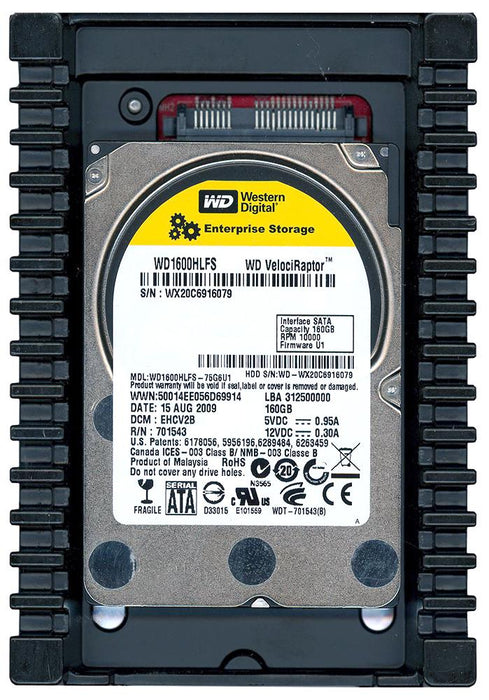 WD1600HLFS-75G6U1 Western Digital VelociRaptor 160GB 10000RPM SATA 3Gbps 16MB Cache 3.5" HDD