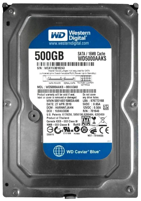 WD5000AAKS-00UU3A0 Western Digital Caviar Blue 500GB 7200RPM SATA 3Gbps 16MB Cache 3.5" HDD