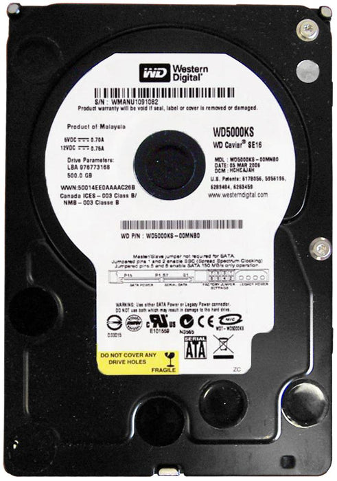 WD5000KS-00MNB0 Western Digital Caviar SE16 500GB 7200RPM SATA 3Gbps 16MB Cache 3.5" HDD