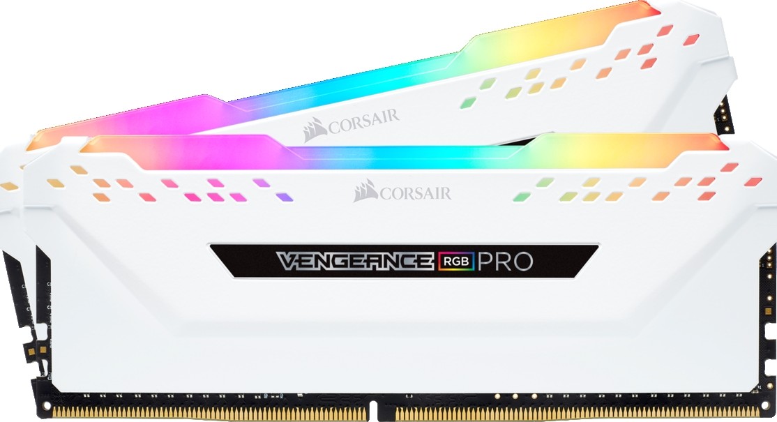 CMW32GX4M2C3200C16W Corsair Vengeance RGB PRO WHITE 32GB Kit (2 X 16GB) PC4-25600 DDR4-3200MHz non-ECC Unbuffered CL16 (16-18-18-36) 288-Pin