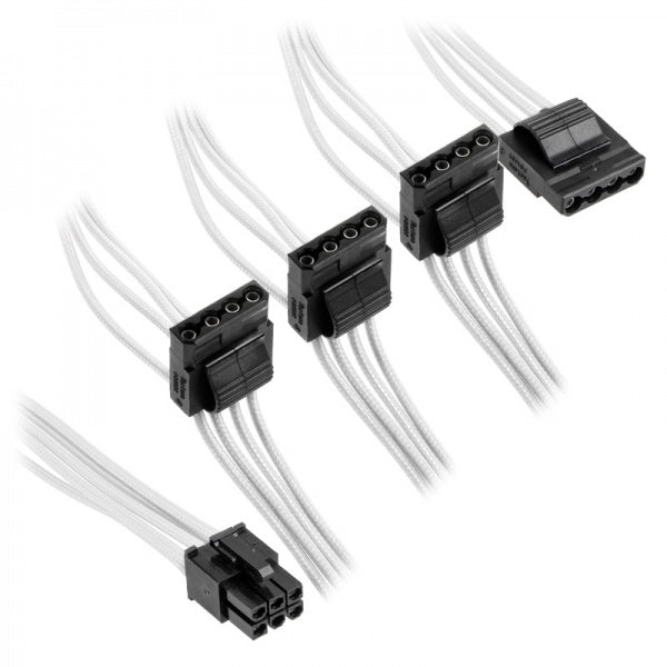 Type 4 - Individually Sleeved White Cable Molex with 4 connectors