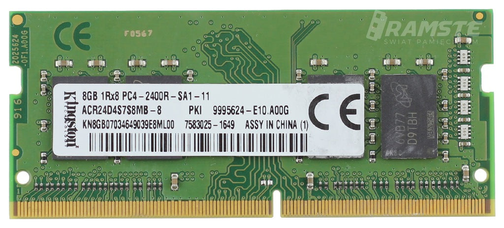 9995624-E10.A00G Kingston 8GB PC4-19200 DDR4-2400MHz Non-ECC Unbuffered 260-pin