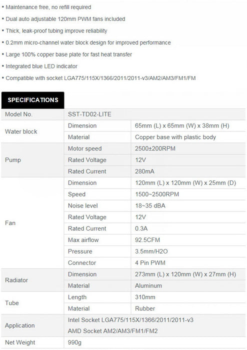 SilverStone Tundra TD02-Lite 240mm AIO CPU Kjøler