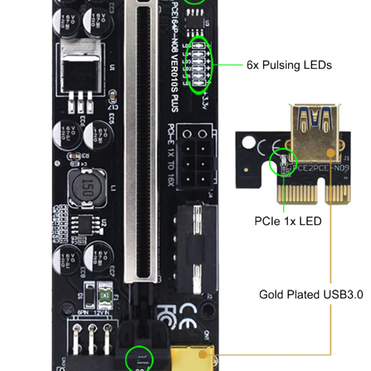PCIe Riser 1x to 16x - VER010S PLUS — Rebuild IT