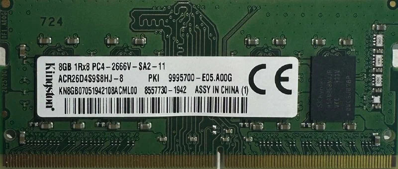 ACR26D4S9S8HJ-8 Kingston 8GB PC4-21300 DDR4-2666MHz non-ECC Unbuffered CL19 260-Pin