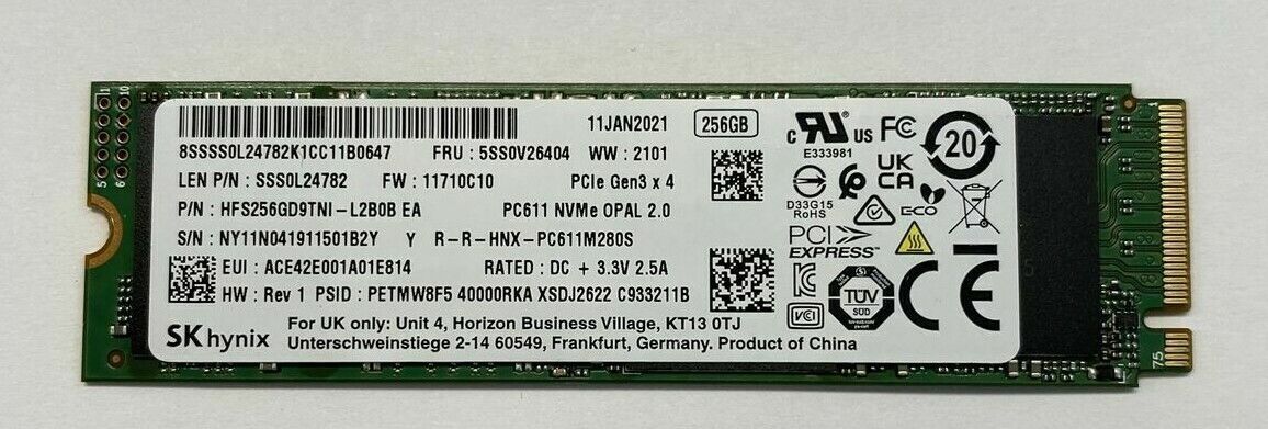 HFS256GD9TNI-L2B0B Hynix 256GB TLC PCI Express 3.0 x4 NVMe M.2 2280
