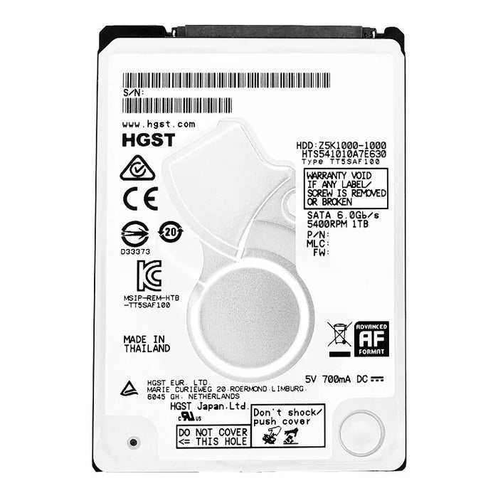 HTS541010A7E630 HGST Hitachi Travelstar Z5K1000 1TB 5400RPM SATA 6Gbps 32MB Cache (512e) 2.5" HDD