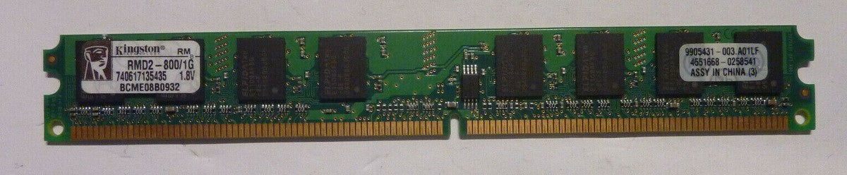 RMD2-800/1G LP Kingston 1GB PC2-6400 DDR2-800MHz non-ECC Unbuffered CL6 240-Pin
