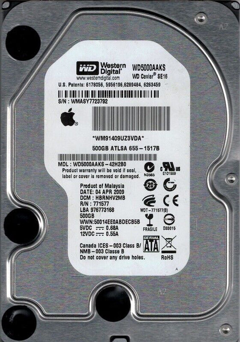 WD5000AAKS-42H2B0 Western Digital Caviar Blue 500GB 7200RPM SATA 3Gbps 16MB Cache 3.5" HDD