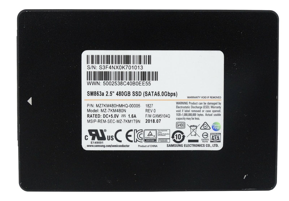 MZ7KM480HMHQ-00005 Samsung SM863a Series 480GB MLC SATA 6Gbps (AES-256 / PLP) 2.5" SSD
