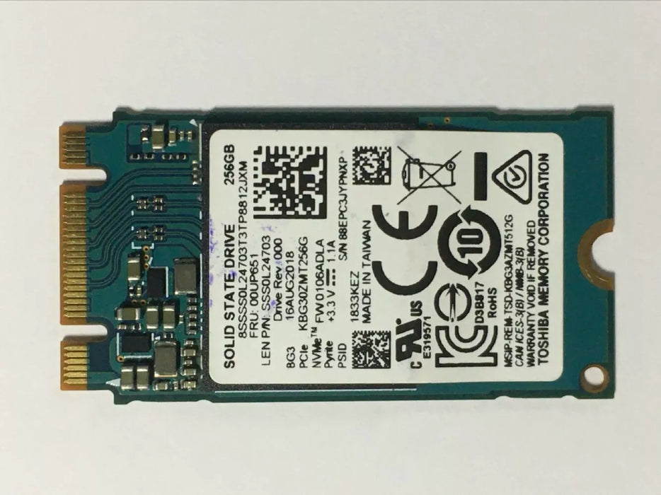 KBG30ZMT256G Toshiba 256GB PCI Express 3.0 x2 NVMe M.2 2242