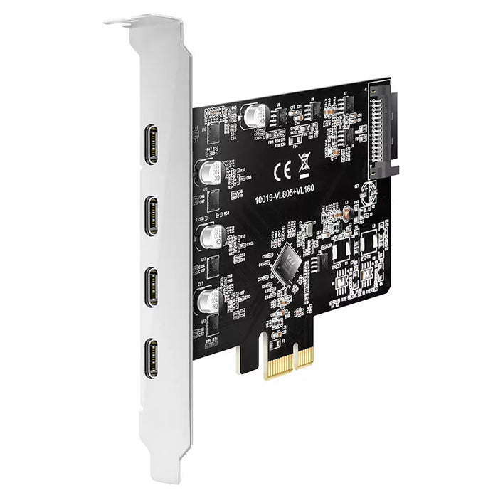 PCIe X1 to 4Ports Type-C USB 3.1 Expansion Card 5Gbps