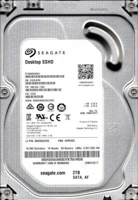 ST2000DX001-1NS164 Seagate Desktop SSHD 2TB 7200RPM SATA 6Gbps 64MB Cache 8GB SSD 3.5" HDD
