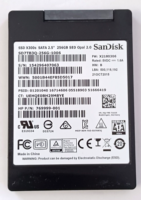 SD7TB3Q-256G-1006 SanDisk X300s 256GB MLC SATA 6Gbps (AES-256 / SED TCG Opal 2.0) 2.5" SSD