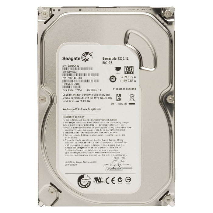 ST500DM002-1BD142 Seagate Barracuda 500GB 7200RPM SATA 6Gbps 16MB Cache 3.5" HDD - Rebuild IT