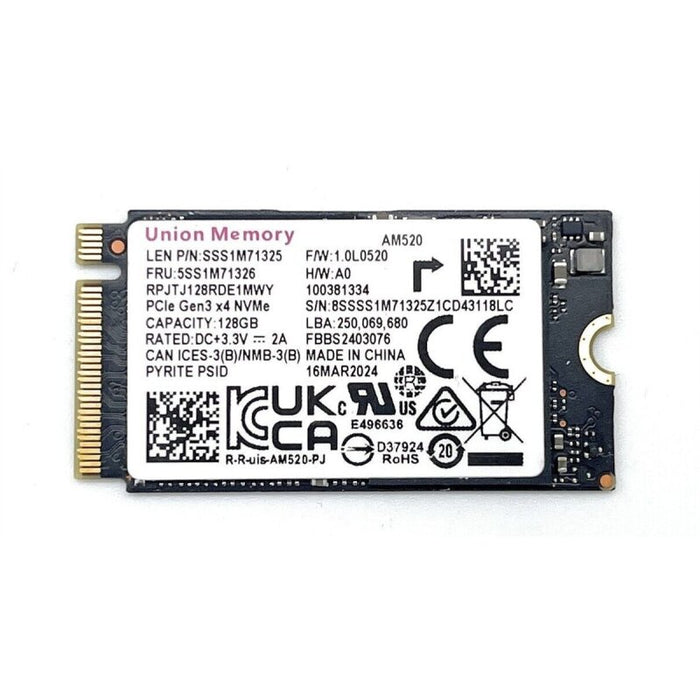 RPJTJ128RDE1MWY UMIS 128GB NVMe PCIe 3.0 x4 M.2 2242 SSD