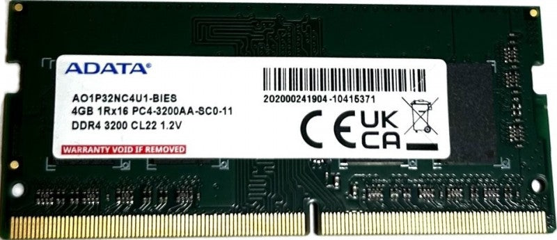 AO1P32NC4U1-BIES ADATA 4GB PC4-25600 DDR4-3200MHz non-ECC Unbuffered CL17 260-Pin