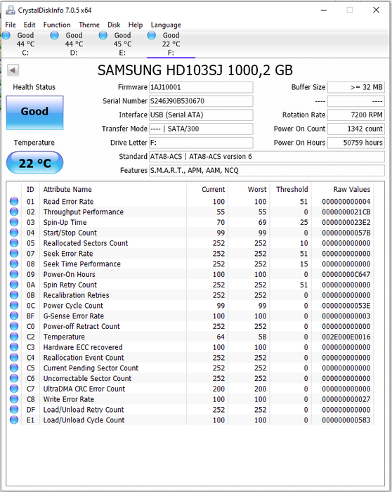 HD103SJ Samsung Spinpoint F3 1TB 7200RPM SATA 3Gbps 32MB Cache 3.5"