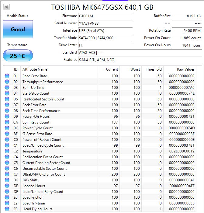 MK6475GSX Toshiba 640GB 5400RPM SATA 3Gbps 8MB Cache 2.5" HDD