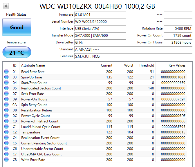 WD10EZRX Western Digital Green 1TB 5400RPM SATA 6Gbps 64MB Cache 3.5"