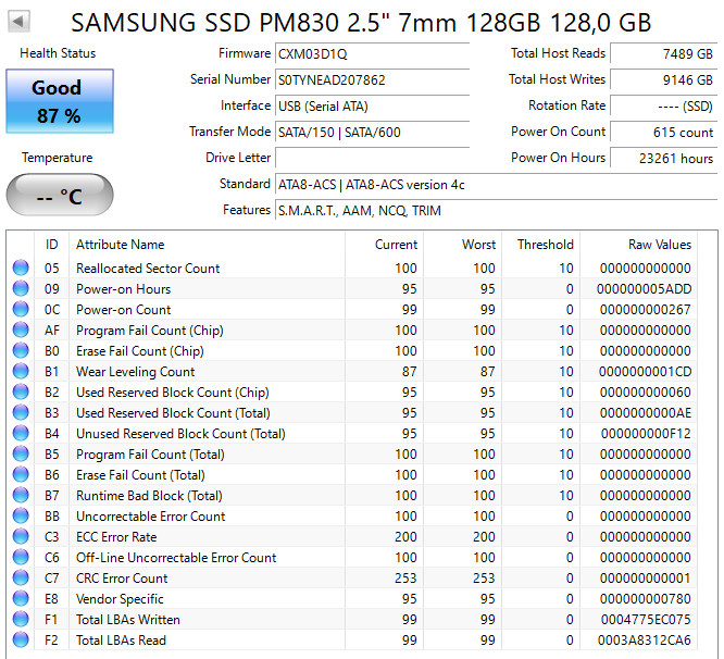 Samsung SM841 Series 128GB MLC SATA 6Gbps 2.5"