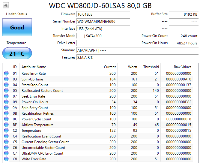 WD800JD Western Digital Caviar 80GB 7200RPM SATA 1.5Gbps 8MB Cache 3.5