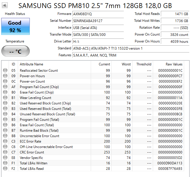 MZ7PA128HMCD-010D1 Samsung PM810 Series 128GB MLC SATA 3Gbps 2.5" SSD