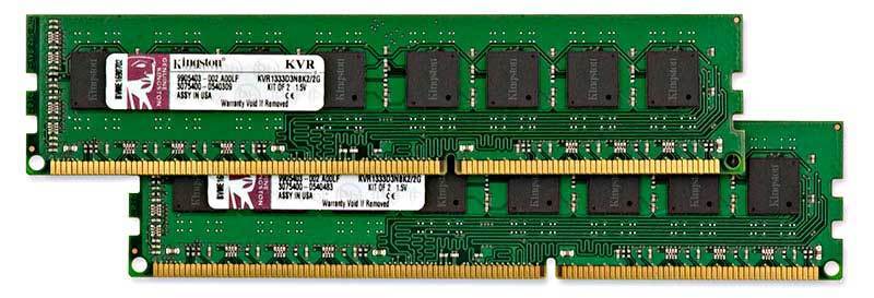 KVR1333D3N9K2/4G Kingston 4GB Kit (2 X 2GB) PC3-10600 DDR3-1333MHz non-ECC Unbuffered CL9 240-Pin