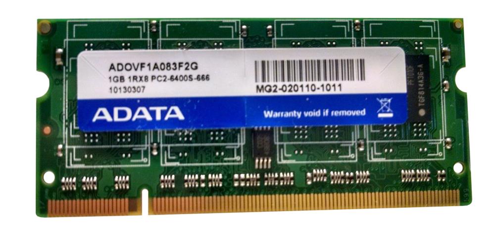 ADOVF1A083F2G ADATA 1GB PC2-6400 DDR2-800MHz non-ECC Unbuffered CL6 200-Pin SoDimm - Rebuild IT