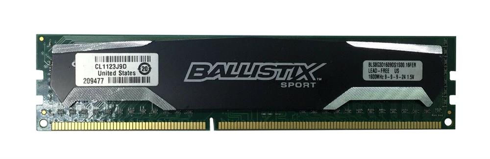 BLS8G3D1609DS1S00.16FED Crucial Ballistix 8GB PC3-12800 DDR3-1600MHz non-ECC Unbuffered CL9 (9-9-9-24) 240-Pin