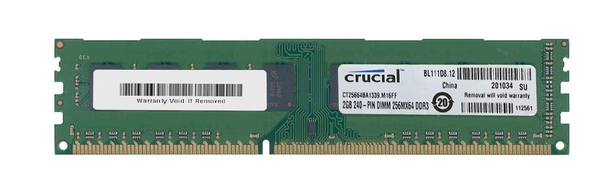 CT25664BA1339.M16FF Crucial 2GB PC3-10600 DDR3-1333MHz non-ECC Unbuffered CL9 240-Pin
