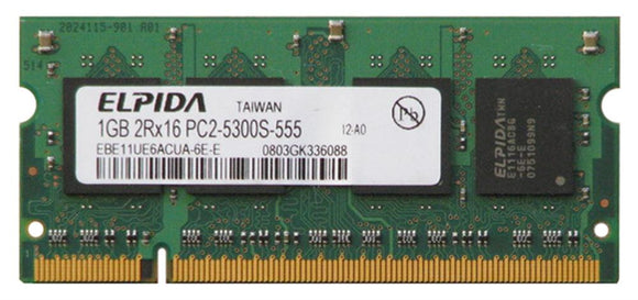 EBE11UE6ACUA-6E-E Elpida 1GB PC2-5300 DDR2-667MHz non-ECC Unbuffered CL5 200-Pin