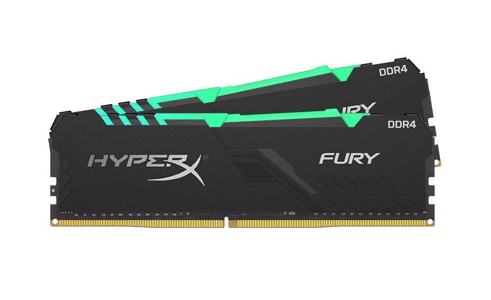 HX436C17FB3AK2/16 Kingston HyperX FURY RGB 16GB Kit (2 X 8GB) PC4-28800 DDR4-3600MHz non-ECC Unbuffered CL17 (17-21-21) 288-Pin
