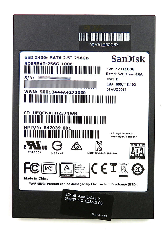SD8SBAT-256G SanDisk Z400s 256GB MLC SATA 6Gbps 2.5