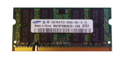 M470T2953EZ3-CE6 Samsung 1GB PC2-5300 DDR2-667MHz non-ECC Unbuffered CL5 200-Pin