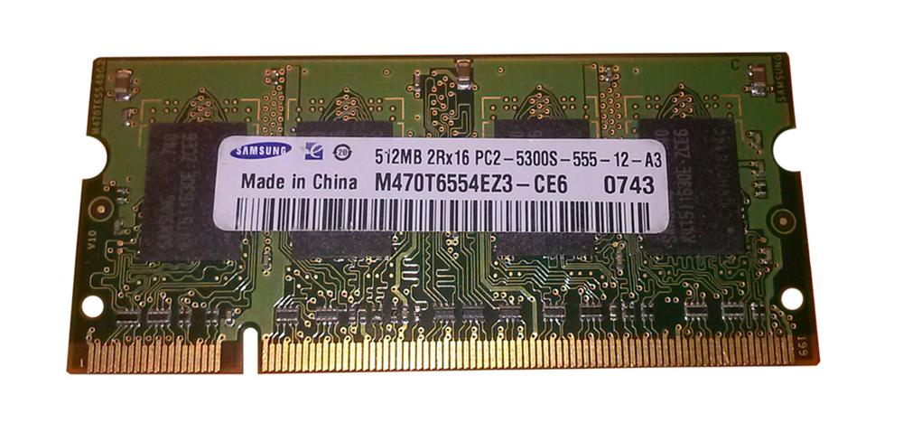 M470T6554CZ3-CE6 Samsung 512MB PC2-5300 DDR2-667MHz non-ECC Unbuffered CL5 200-Pin