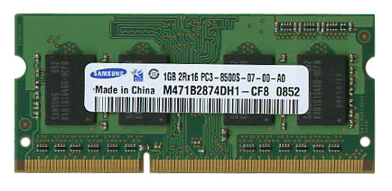 M471B2874DH1-CF8 Samsung 1GB PC3-8500 DDR3-1066MHz non-ECC Unbuffered CL7 204-Pin