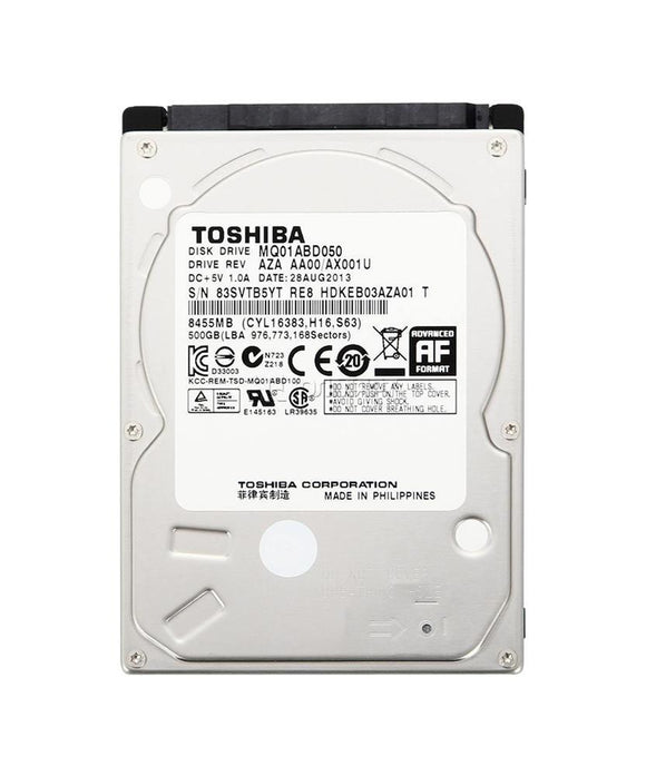 MQ01ABD050 Toshiba Mobile 500GB 5400RPM SATA 3Gbps 8MB Cache (512e) 2.5