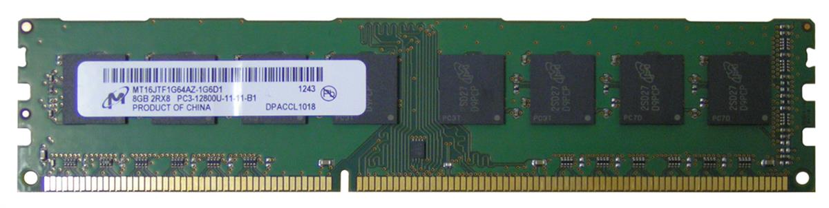 MT16JTF1G64AZ-1G6D1 Micron 8GB PC3-12800 DDR3-1600MHz non-ECC Unbuffered CL11 240-Pin