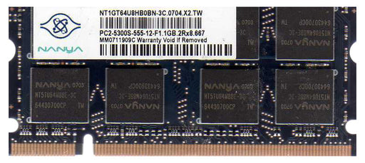 NT1GT64U8HB0BN-3C Nanya 1GB PC2-5300 DDR2-667MHz non-ECC Unbuffered CL5 200-Pin SODIMM - Rebuild IT